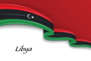 Waving ribbon with flag of Libya vector