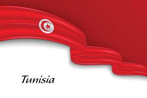 Waving ribbon with flag of Tunisia vector