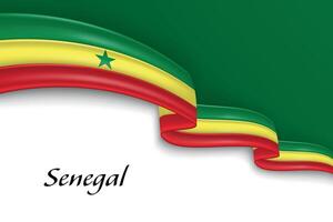 Waving ribbon with flag of Senegal vector