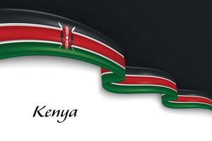 Waving ribbon with flag of Kenya vector