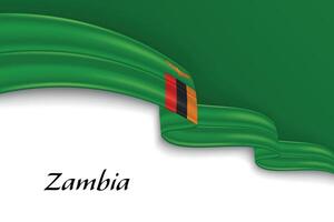 Waving ribbon with flag of Zambia vector
