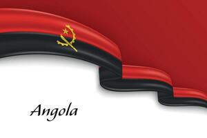 Waving ribbon with flag of Angola vector