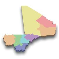 3d isometric colored map of Mali vector