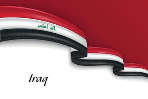 Waving ribbon with flag of Iraq vector