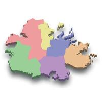3d isometric colored map of Antigua and Barbuda vector