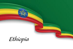 Waving ribbon with flag of Ethiopia vector