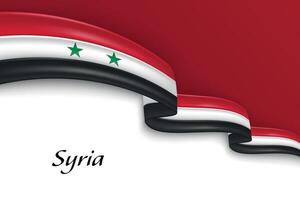 Waving ribbon with flag of Syria vector