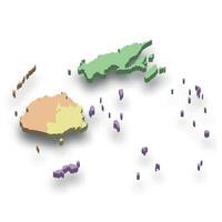 3d isometric colored map of Fiji vector