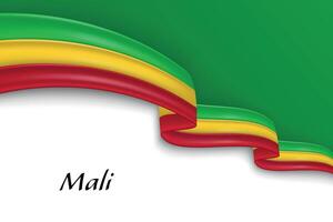 Waving ribbon with flag of Mali vector
