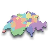 3d isometric colored map of Switzerland vector