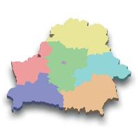 3d isometric colored map of Belarus vector