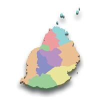 3d isometric colored map of Mauritius vector
