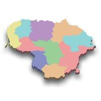 3d isometric colored map of Lithuania vector