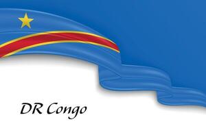 Waving ribbon with flag of DR Congo vector