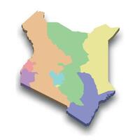 3d isometric colored map of Kenya vector