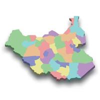 3d isometric colored map of South Sudan vector