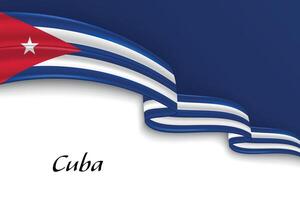 Waving ribbon with flag of Cuba vector