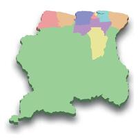 3d isometric colored map of Suriname vector