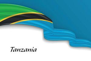 Waving ribbon with flag of Tanzania vector