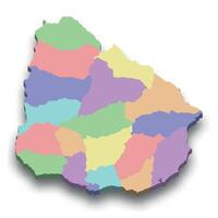 3d isometric colored map of Uruguay vector