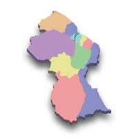 3d isometric colored map of Guyana vector