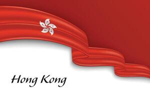 Waving ribbon with flag of Hong Kong vector
