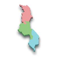 3d isometric colored map of Malawi vector