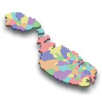 3d isometric colored map of Malta vector
