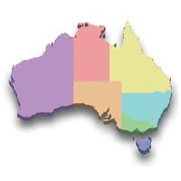3d isometric colored map of Australia vector