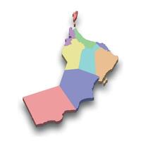 3d isometric colored map of Oman vector