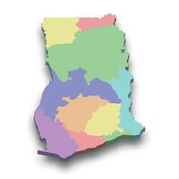 3d isometric colored map of Ghana vector