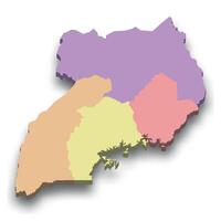 3d isometric colored map of Uganda vector