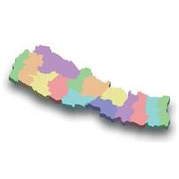 3d isometric colored map of Nepal vector