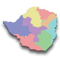 3d isometric colored map of Zimbabwe vector