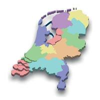 3d isometric colored map of Netherlands vector