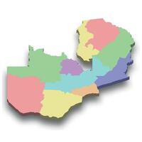 3d isometric colored map of Zambia vector