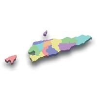 3d isometric colored map of East Timor vector