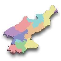 3d isometric colored map of North Korea vector