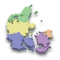 3d isometric colored map of Denmark vector