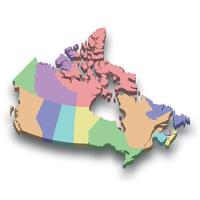 3d isometric colored map of Canada vector