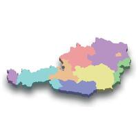 3d isometric colored map of Austria vector