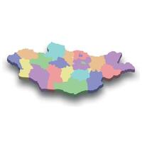 3d isometric colored map of Mongolia vector