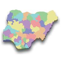 3d isometric colored map of Nigeria vector