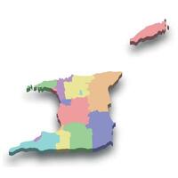 3d isometric colored map of Trinidad and Tobago vector