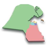 3d isometric colored map of Kuwait vector