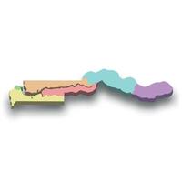 3d isometric colored map of Gambia vector