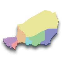 3d isometric colored map of Niger vector