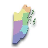 3d isometric colored map of Belize vector