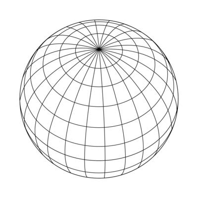Earth planet globe grid of meridians and parallels