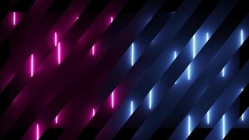 Abstract background with sleek diagonal stripes and vibrant pink and blue glowing neon lines. Modern stylish tech concept. Full HD and looping neon background animation. video